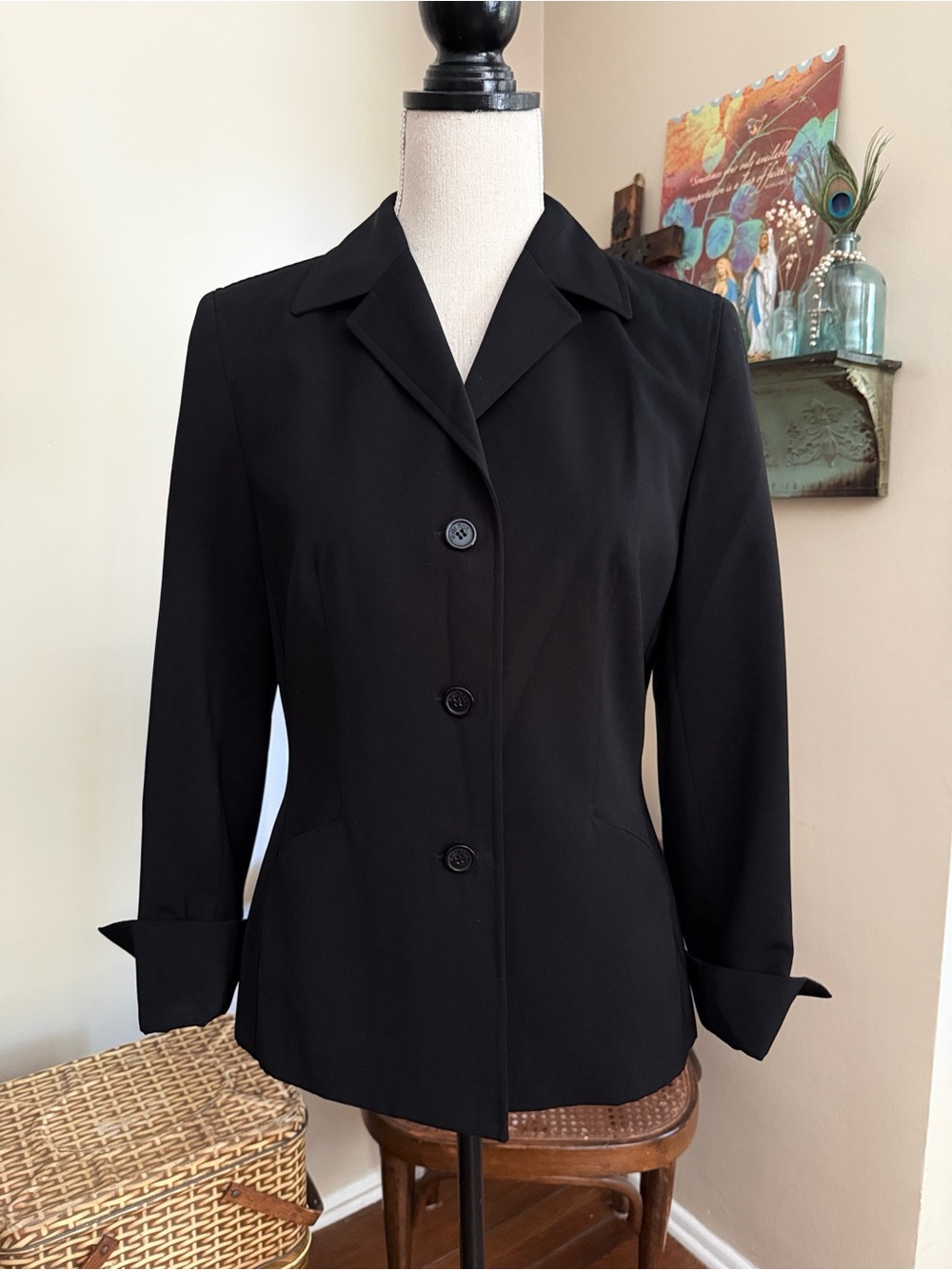 Votre Nom Collection | Black Tailored Blazer Jacket Flip Back Cuffs